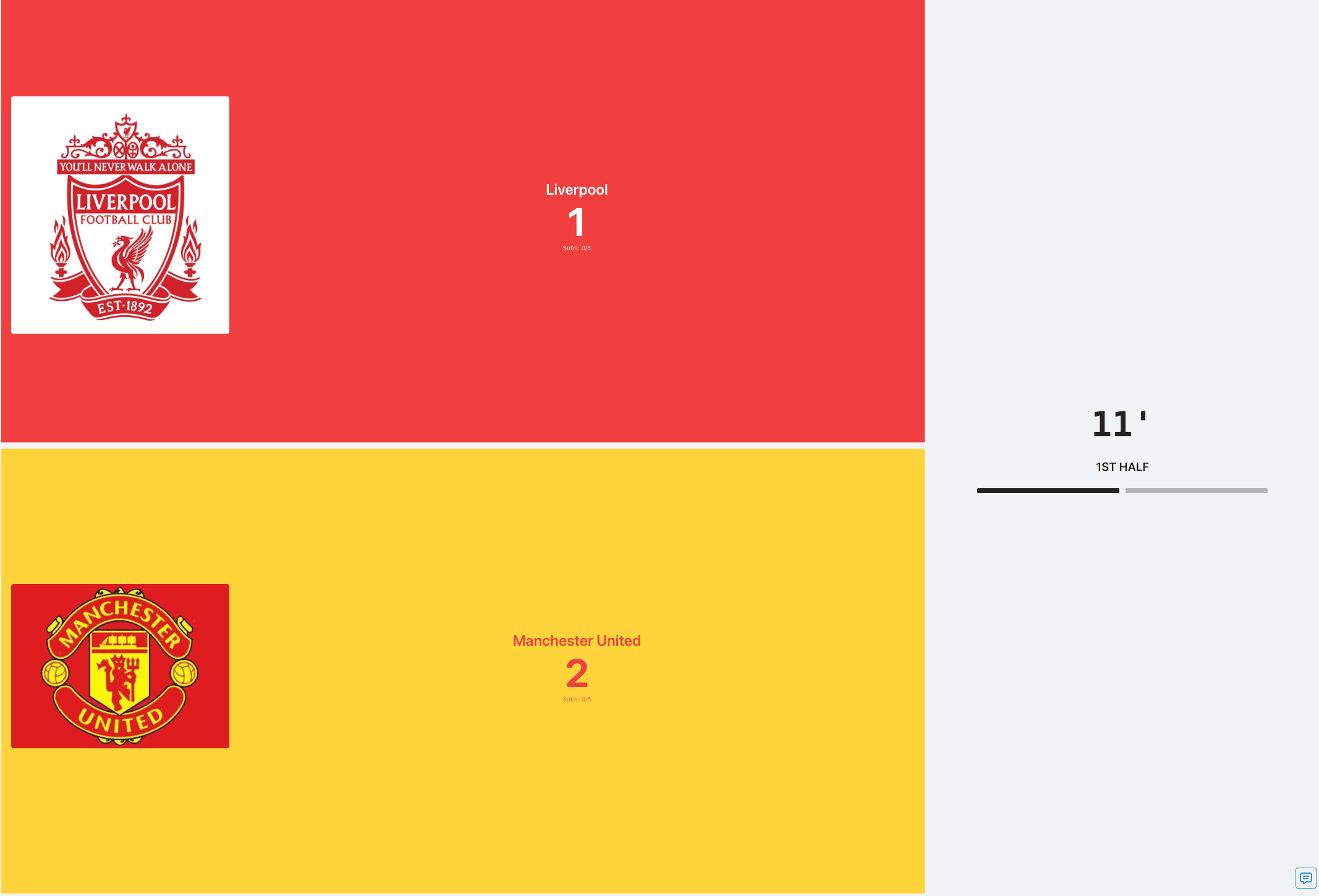 Real-time soccer score sync on mobile device